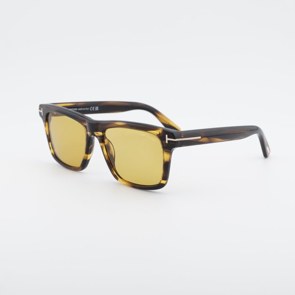 Tom Ford Buckley-02 FT0906 55E Sunglasses Havana Square Frame, Brown Lenses